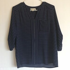 2/$15 Monteau Striped Popover 3/4 Sleeve Size M